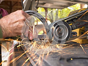 Farrier Grinding Horseshoe