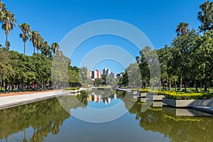 Farroupilha Park or Redencao Park reflecting pool in Porto Alegre, Rio Grande do Sul, Brazil