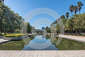 Farroupilha Park or Redencao Park reflecting pool in Porto Alegre, Rio Grande do Sul, Brazil