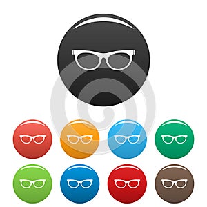 Farsighted eyeglasses icons set color