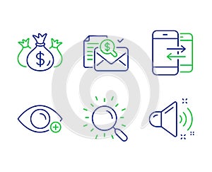 Farsightedness, Accounting report and Search icons set. Vector photo