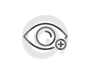 Farsightedness line icon. Eye diopter sign. Optometry vision. Vector