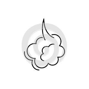 Fart cloud vector line icon, smoke poof doodle, comic breath, air, steam puff, dust or flatulence, cartoon smell pop, funny gas.