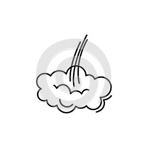 Fart cloud vector line icon, smoke poof doodle, comic breath, air, steam puff, dust or flatulence, cartoon smell pop, funny gas