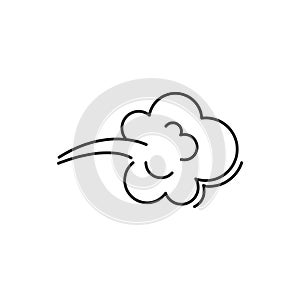 Fart cloud vector linear icon, smoke poof doodle, comic breath, air, steam puff, dust or flatulence, cartoon smell pop, funny gas