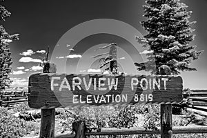 Farview point sign in Bryce Canyon National Park, Utah