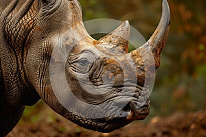 Fascinating African rhino head. Generate Ai photo