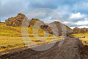 Fascinating autumn Katla Geopark on the island of Iceland photo
