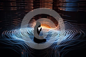 Fascinating world of sound waves, capturing the invisible vibrations created by a live music performance. Generative AI