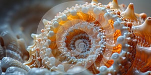 Fascination with marine invertebrates and biology, spiral sea shell view photo