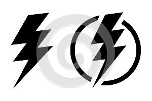 Fash lightning bolt icon. Electric power symbol. Power energy sign. photo