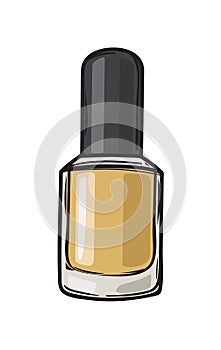 Fashioable Gold Nail Varnish Isolated Illustration