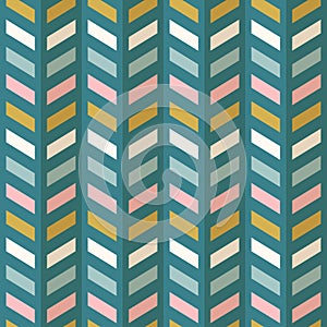 Fashion abstract chevron pattern. Seamless vector fabric design. Retro mid century colors