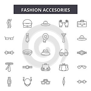 Fashion accesories line icons, signs, vector set, outline illustration concept