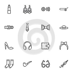 Fashion accessory line icons set