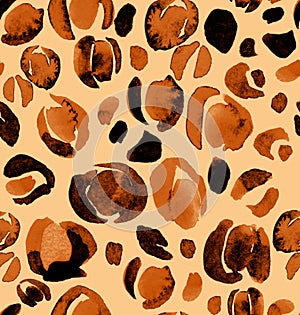 fashion animalistic pattern of leopard skin painted in orange shades