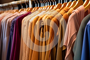 Fashion array, Garments hanging in a closet shop for display