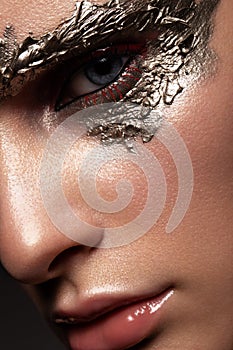 Fashion art make up woman face. Close up