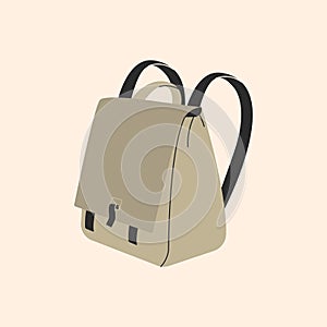 Fashion backpack. Cartoon city rucksack flat style, stylish doodle knapsack bag, school satchel. Vector illustration