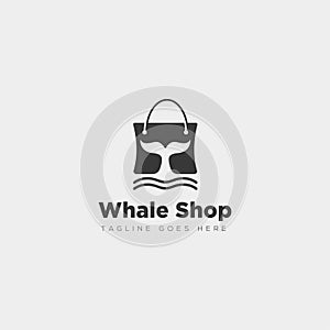fashion bag shoping with whale simple logo type template vector illustration icon element