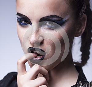 Fashion beauty. Creative woman make up, face-art