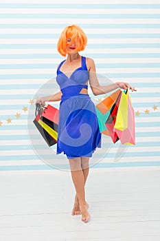 Fashion. Black Friday sales. happy woman go shopping. Crazy girl with shopping bags. Happy shopping online. Happy