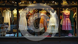 Fashion boutique showcasing a variety of elegant garments for sale photo