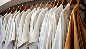 Fashion boutique showcasing a variety of elegant striped shirts generated by AI