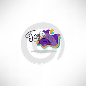 Fashion boutique and store logo, label, emblems with doodle line