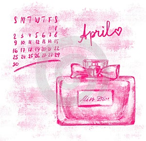 Fashion Calendar with Dior Perfume for April photo