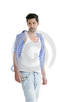 Fashion casual denim handsome man portrait