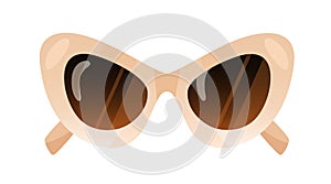 Fashion cat sunglasses in retro style. Thick-framed bold sun glasses. Stylish summer accessory. Pair of beach eyewear