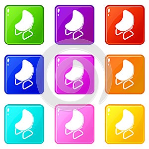 Fashion chair icons set 9 color collection