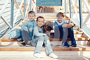 Fashion children on the sea shore