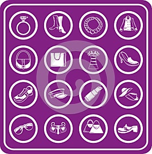 Fashion, clothes and accessory icons