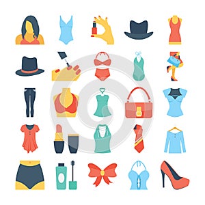 Fashion and Clothes Colored Vector Icons 7