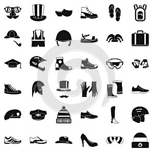 Fashion clothes icons set, simple style