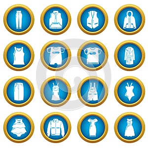 Fashion clothes wear icons set, simple style