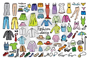 Fashion and clothing color icons collection photo