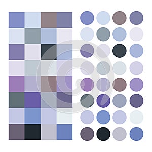 Fashion cold blue lilac grey palettes. Color trends 2019. Cold blue tones fashion, interior design.