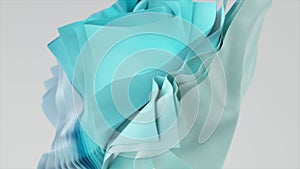 Fashion concept. Abstract background with fluttering drapery, flying folded square pieces of fabric. Grey blue color