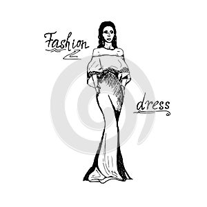 Fashion concept in sketch style, vector illustration