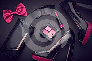 Fashion Design Woman Accessories Set.Glamor Makeup