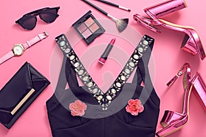 Fashion Design Woman Accessories Set.Glamor Makeup