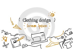 Fashion designer modern clothing design concept sketch doodle horizontal isolated copy space