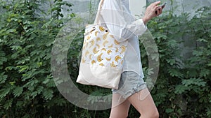 Fashion Fabric Tote Bags with Banana Pattern