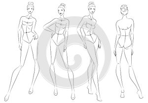 Fashion figure ten heads design template croquis wearing bodice photo