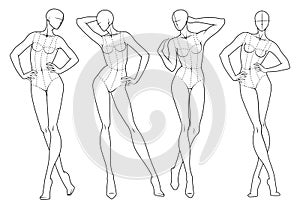 Fashion figure templates croquis front view photo