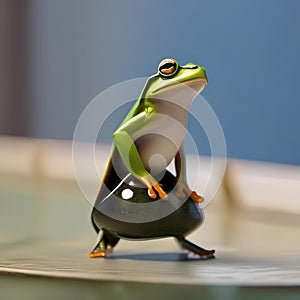 A fashion-forward frog in trendy attire, strutting down a catwalk at a fashion show4