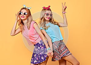 Fashion Funny girl Crazy Having Fun, Dance.Friends